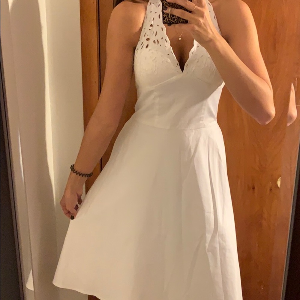 Bahari // Beautiful white halter eyelet dress